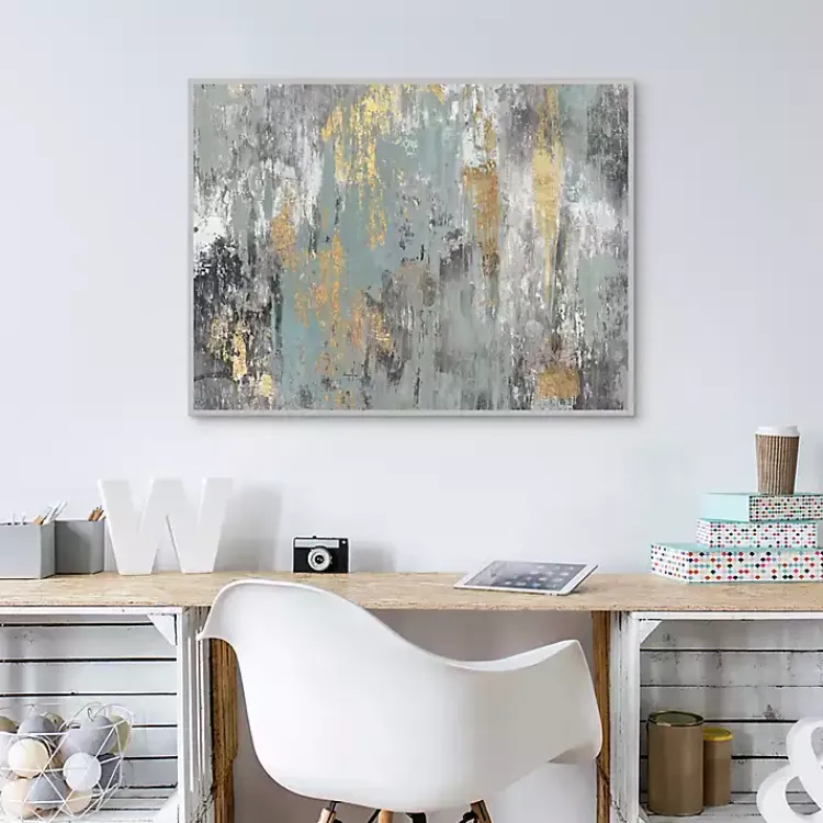 Kirklands Home Canvas Art|Blue and Gold Ikat Framed Canvas Art Print