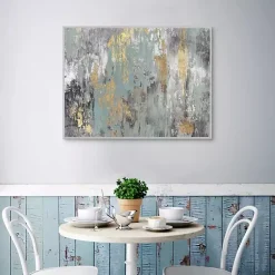 Kirklands Home Canvas Art|Blue and Gold Ikat Framed Canvas Art Print