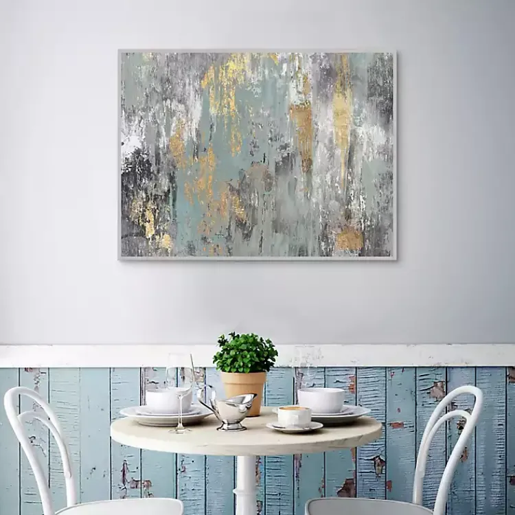 Kirklands Home Canvas Art|Blue and Gold Ikat Framed Canvas Art Print