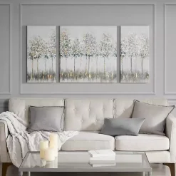 Kirklands Home Canvas Art|Blue and Gold Trees Canvas Art Prints, Set of 3