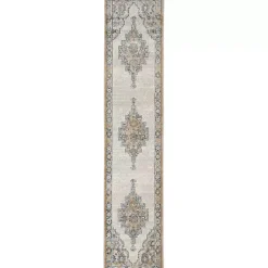 Kirklands Home Area Rugs|Blue and Gray Bordered Trina Runner