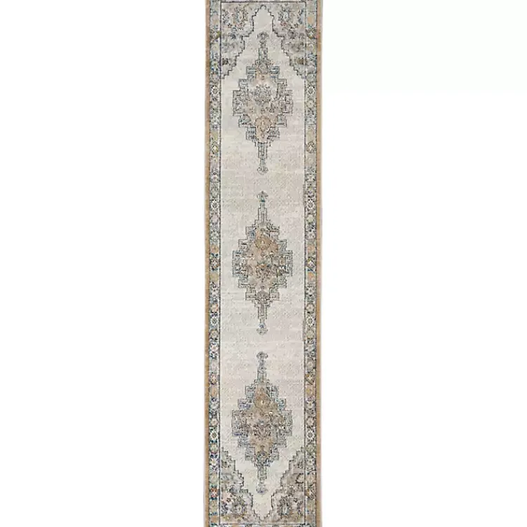 Kirklands Home Area Rugs|Blue and Gray Bordered Trina Runner