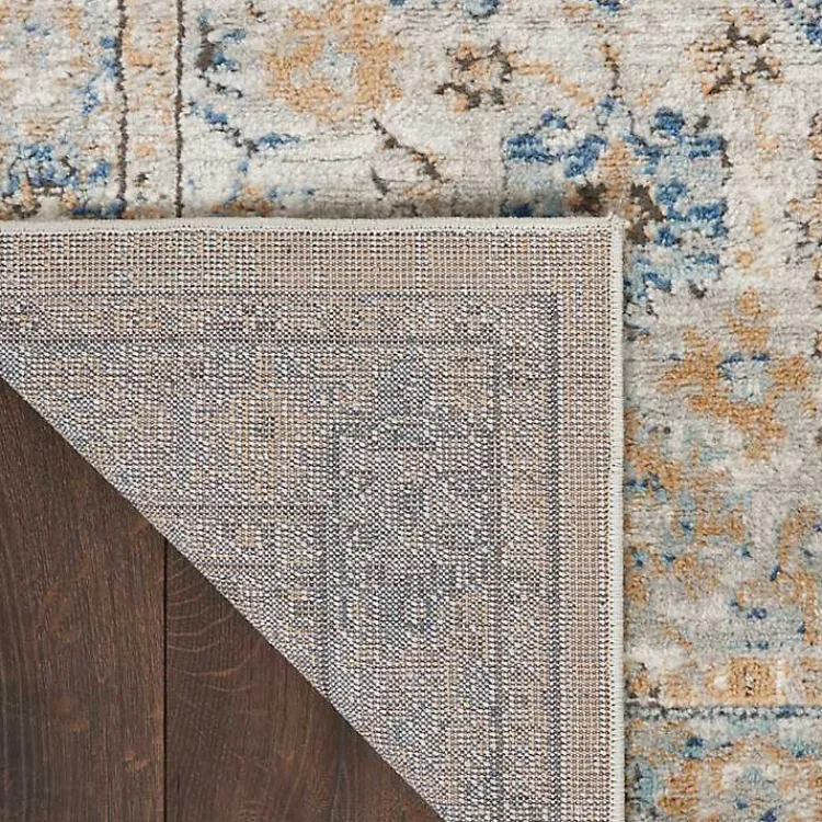 Kirklands Home Area Rugs|Blue and Gray Bordered Trina Runner