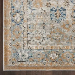 Kirklands Home Area Rugs|Blue and Gray Bordered Trina Runner