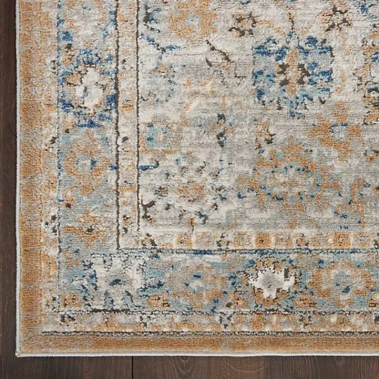 Kirklands Home Area Rugs|Blue and Gray Bordered Trina Runner