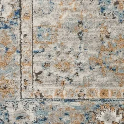 Kirklands Home Area Rugs|Blue and Gray Bordered Trina Runner