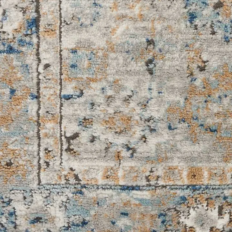 Kirklands Home Area Rugs|Blue and Gray Bordered Trina Runner