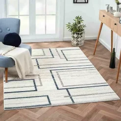 Kirklands Home Area Rugs|Blue and Gray Contemporary Geo Area Rug, 5x7