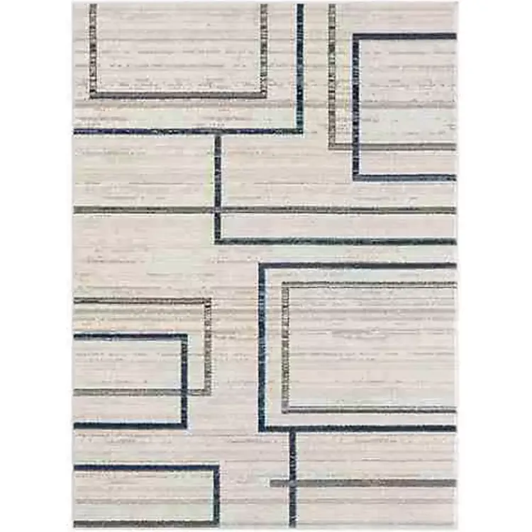 Kirklands Home Area Rugs|Blue and Gray Contemporary Geo Area Rug, 7x9