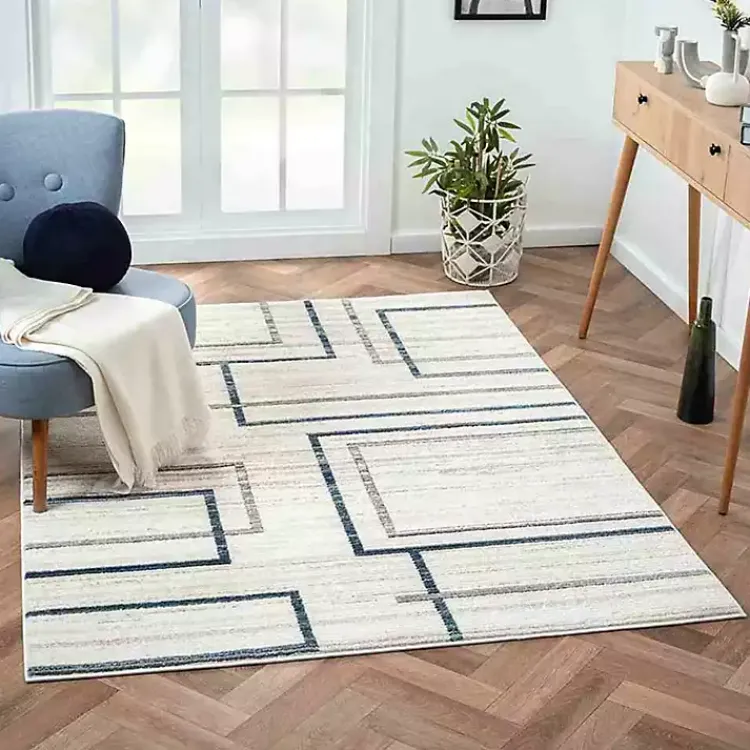 Kirklands Home Area Rugs|Blue and Gray Contemporary Geo Area Rug, 7x9