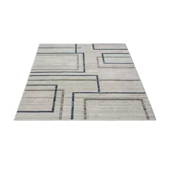 Kirklands Home Area Rugs|Blue and Gray Contemporary Geo Area Rug, 7x9