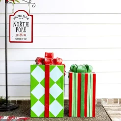 Discount Blue and Green Diamond Christmas Present Statue Christmas Decorations