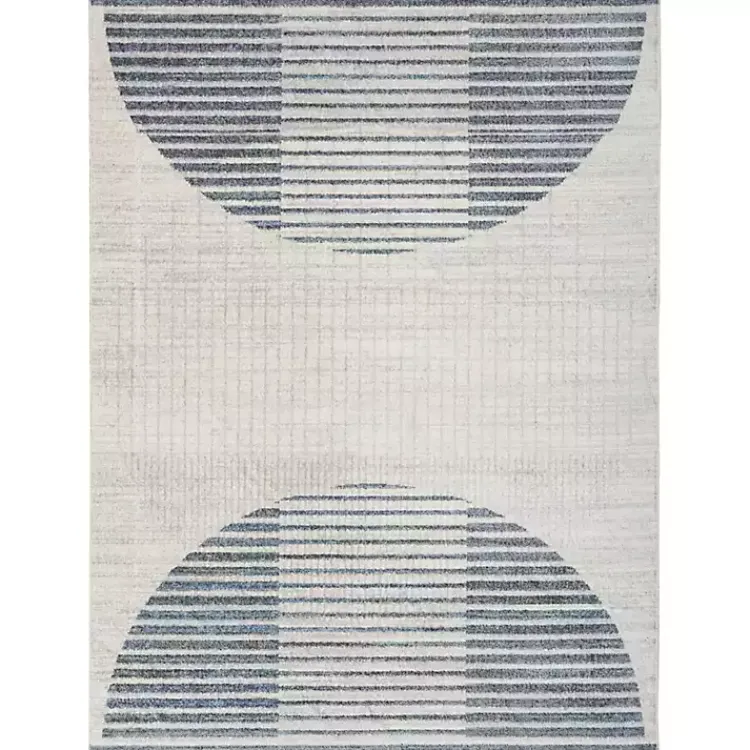 Kirklands Home Area Rugs|Blue and Ivory Half Moon Washable Area Rug, 5x7