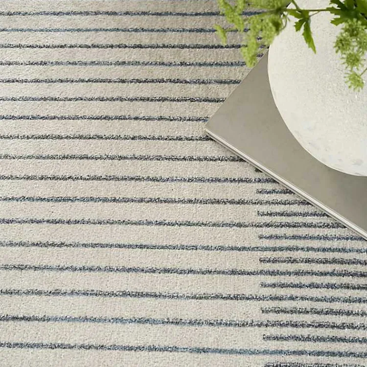 Kirklands Home Area Rugs|Blue and Ivory Linear Orb Washable Area Rug, 5x7