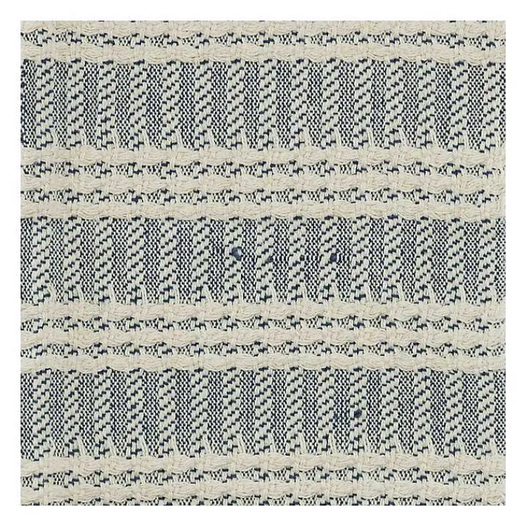 Blue and Ivory Striped Cotton Throw Blankets & Throws