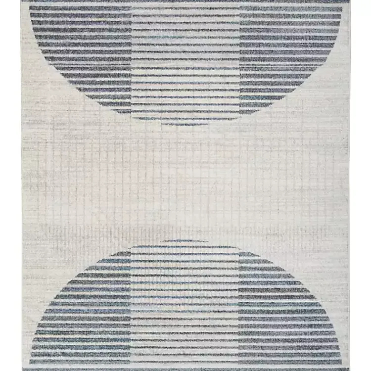Kirklands Home Area Rugs|Blue and Ivory Striped Half Moon Area Rug, 8x10