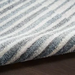 Kirklands Home Area Rugs|Blue and Ivory Striped Half Moon Area Rug, 8x10