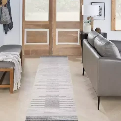 Kirklands Home Area Rugs|Blue and Ivory Striped Moons Runner, 2x8