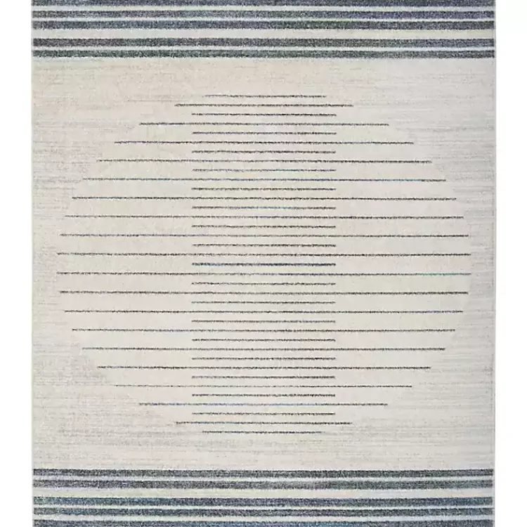 Kirklands Home Area Rugs|Blue and Ivory Striped Moon Area Rug, 9x12