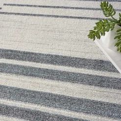 Kirklands Home Area Rugs|Blue and Ivory Striped Moon Area Rug, 9x12