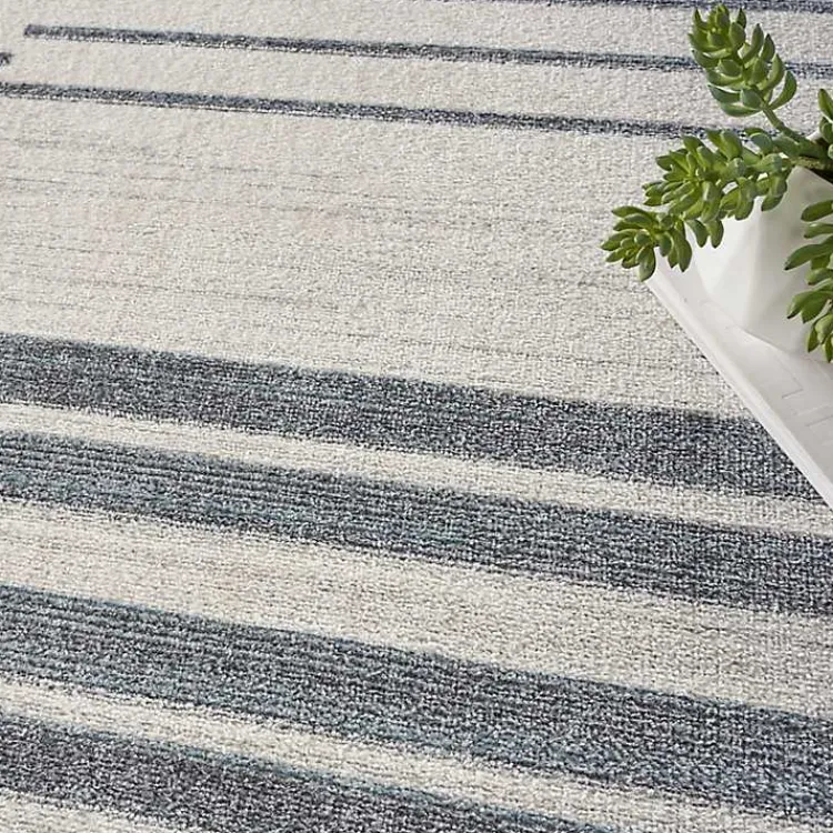 Kirklands Home Area Rugs|Blue and Ivory Striped Moon Area Rug, 9x12