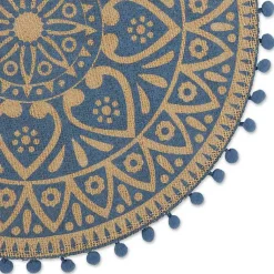 Kirklands Home Table Linens|Blue and Natural Print Round Placemats, Set of 6