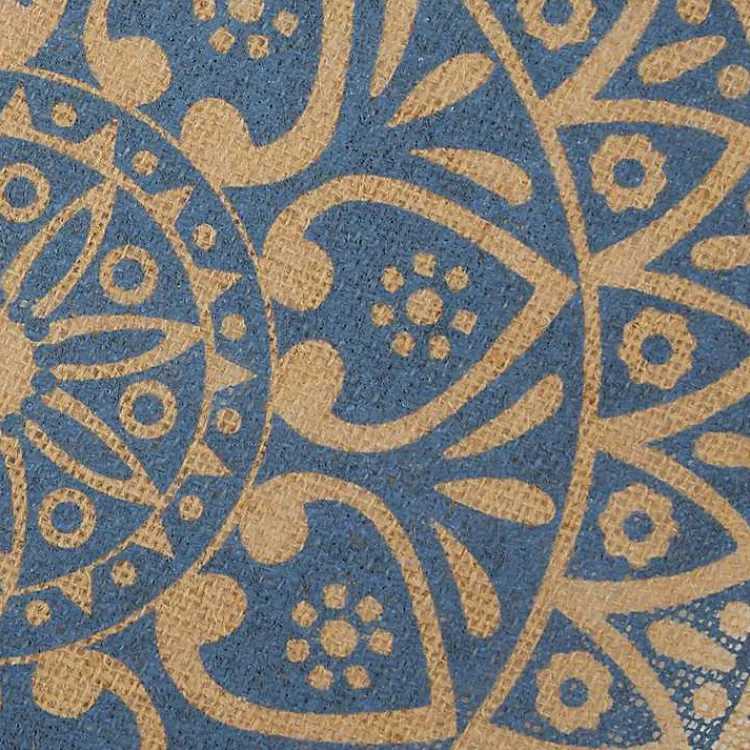 Kirklands Home Table Linens|Blue and Natural Print Round Placemats, Set of 6