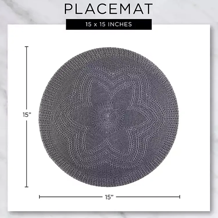 Kirklands Home Table Linens|Blue and Natural Print Round Placemats, Set of 6