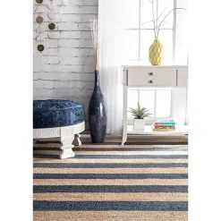 Kirklands Home Area Rugs|Blue and Natural Stripe Area Rug, 5x8