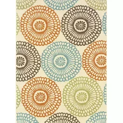 Kirklands Home Outdoor Rugs|Blue and Orange Circles Outdoor Area Rug, 6x9