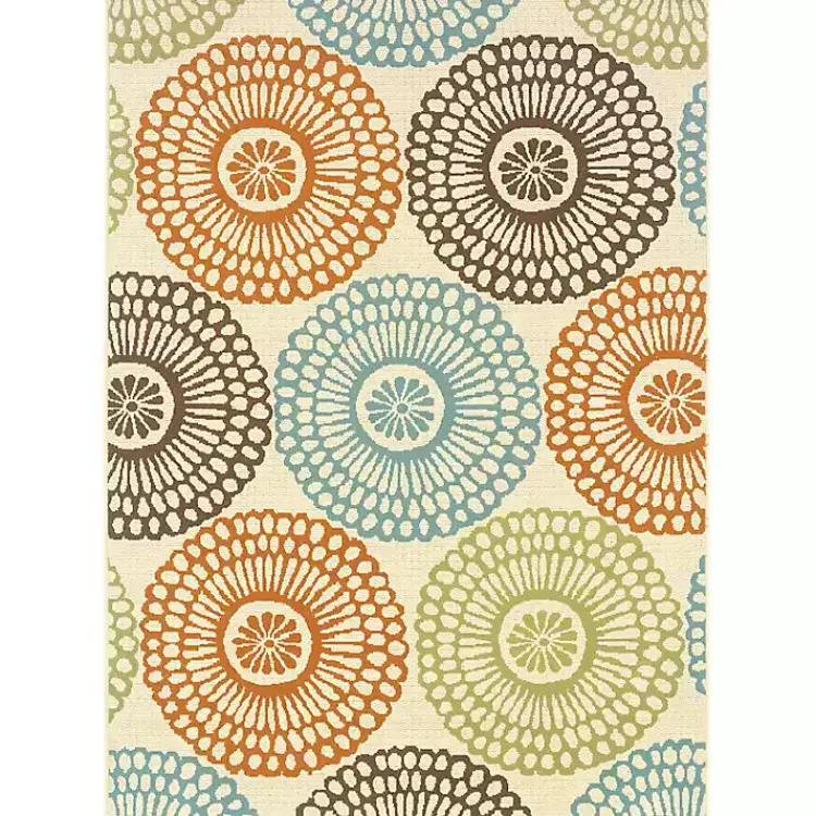 Kirklands Home Outdoor Rugs|Blue and Orange Circles Outdoor Area Rug, 6x9