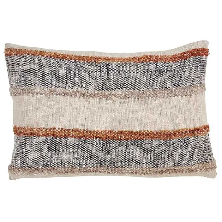 Online Blue and Horizontal Stripe Throw Pillow Pillows