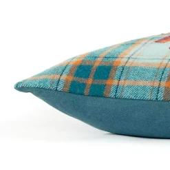 Best Blue and Orange Plaid Harvest Lumbar Pillow Fall