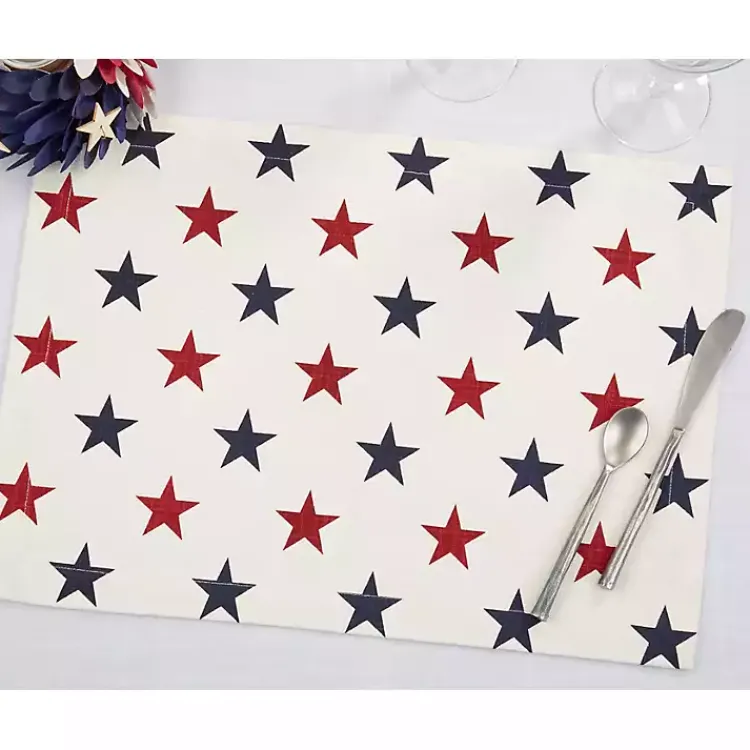 Kirklands Home Table Linens|Blue and Red Americana Stars Placemats, Set of 4