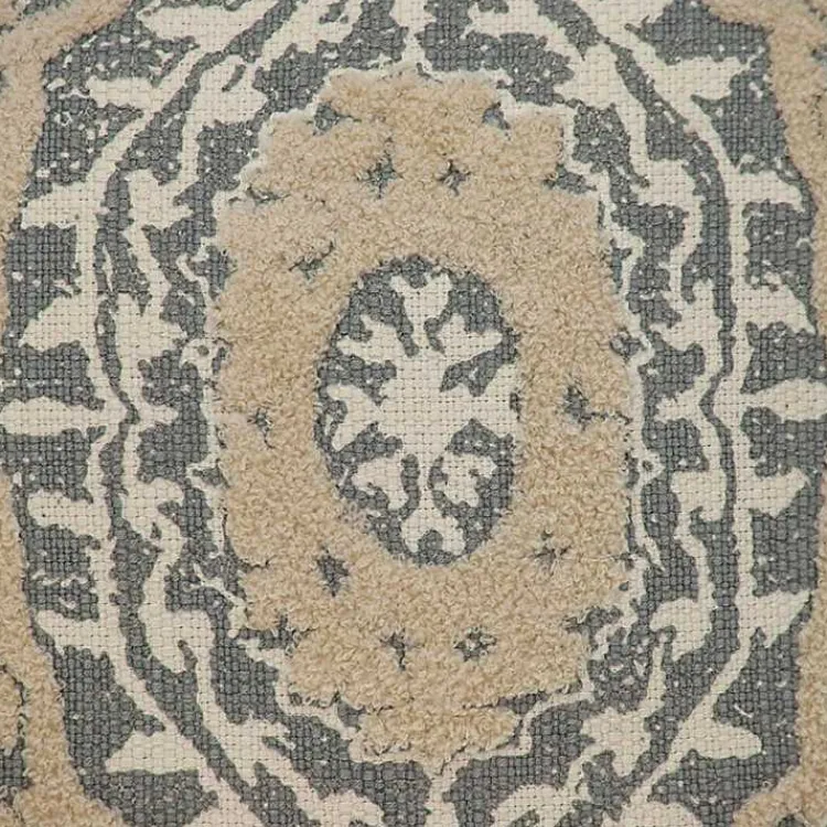 Clearance Blue and Tan Medallion Fringe Pillow Pillows