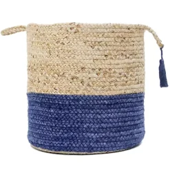 Online Blue and Tan Woven Jute Basket with Tassel, 17 in. Baskets & Boxes
