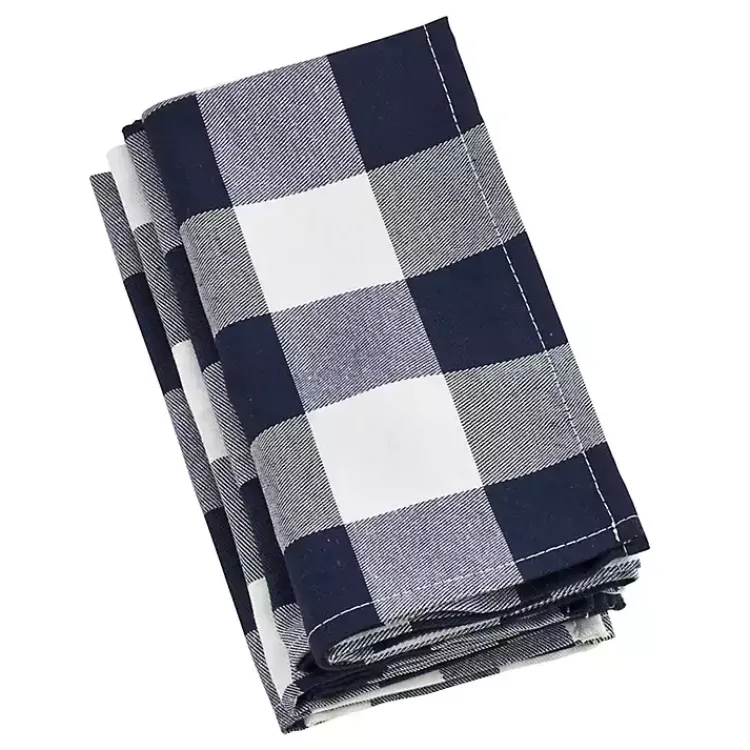 Kirklands Home Table Linens|Blue and White Buffalo Check Napkins, Set of 4