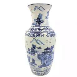 Sale Blue and White Ceramic Chinoiserie Vase Vases