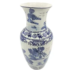 Sale Blue and White Ceramic Chinoiserie Vase Vases