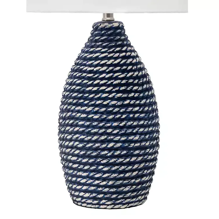 Kirklands Home Table Lamps|Blue and Ceramic Faux Rope Table Lamp White