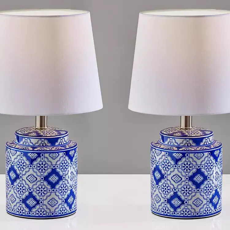Kirklands Home Table Lamps|Blue and Ceramic Table Lamps, Set of 2 White