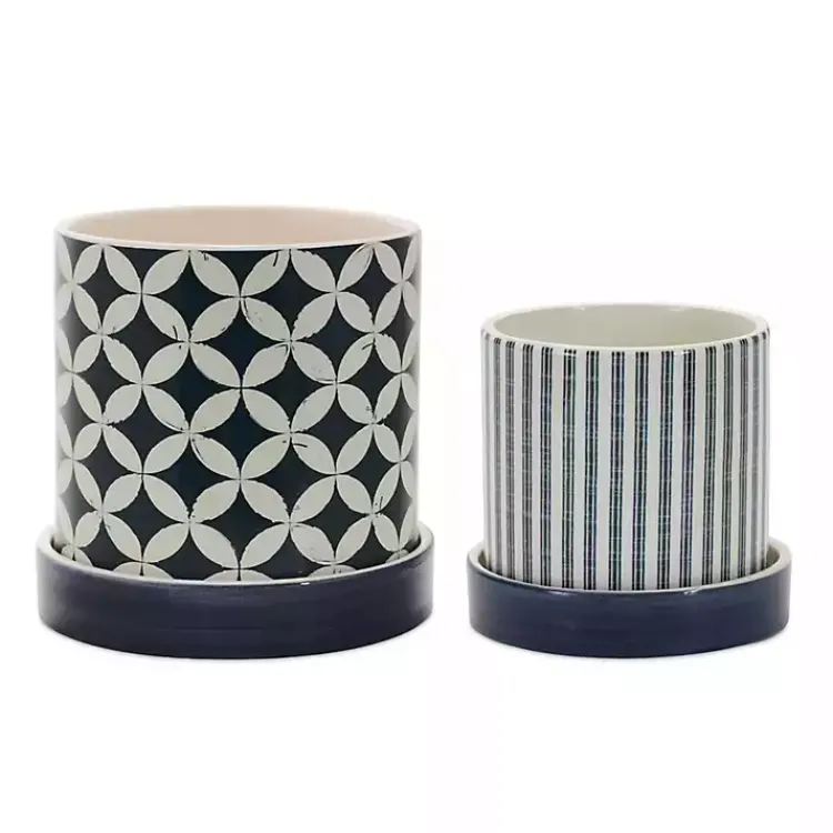 Kirklands Home Planters|Blue and White Coastal Planters, Set of 2