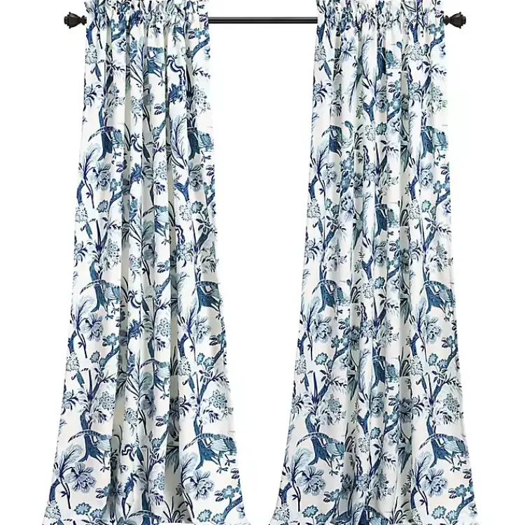 Kirklands Home Curtains & Drapes|Blue and White Dolores Curtain Panel Set, 95 in.
