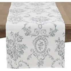 Kirklands Home Table Linens|Blue and White Floral Table Runner, 120 in.