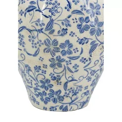 Hot Blue and White Floral Urn Ceramic Vase, 10 in. Vases