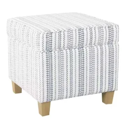 Kirklands Home Benches & Ottomans|Blue and White Hometown Striped Storage Ottoman