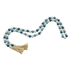 New Blue and White Wood Beaded Tassel Garland Decorative Accents