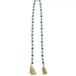 New Blue and White Wood Beaded Tassel Garland Decorative Accents