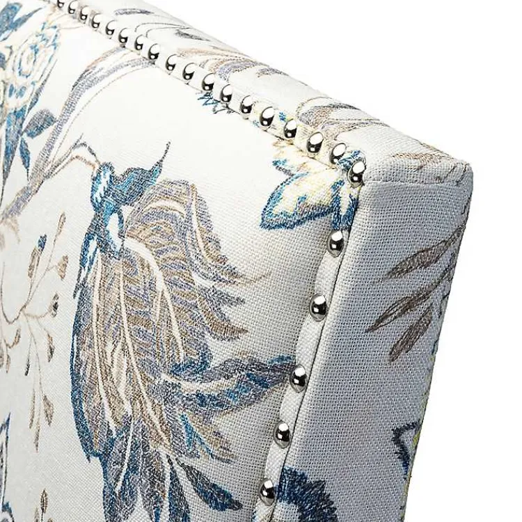 Kirklands Home Accent Chairs|Blue and Yellow Floral Upholstered Accent Chair
