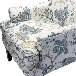 Kirklands Home Accent Chairs|Blue and Yellow Floral Upholstered Accent Chair